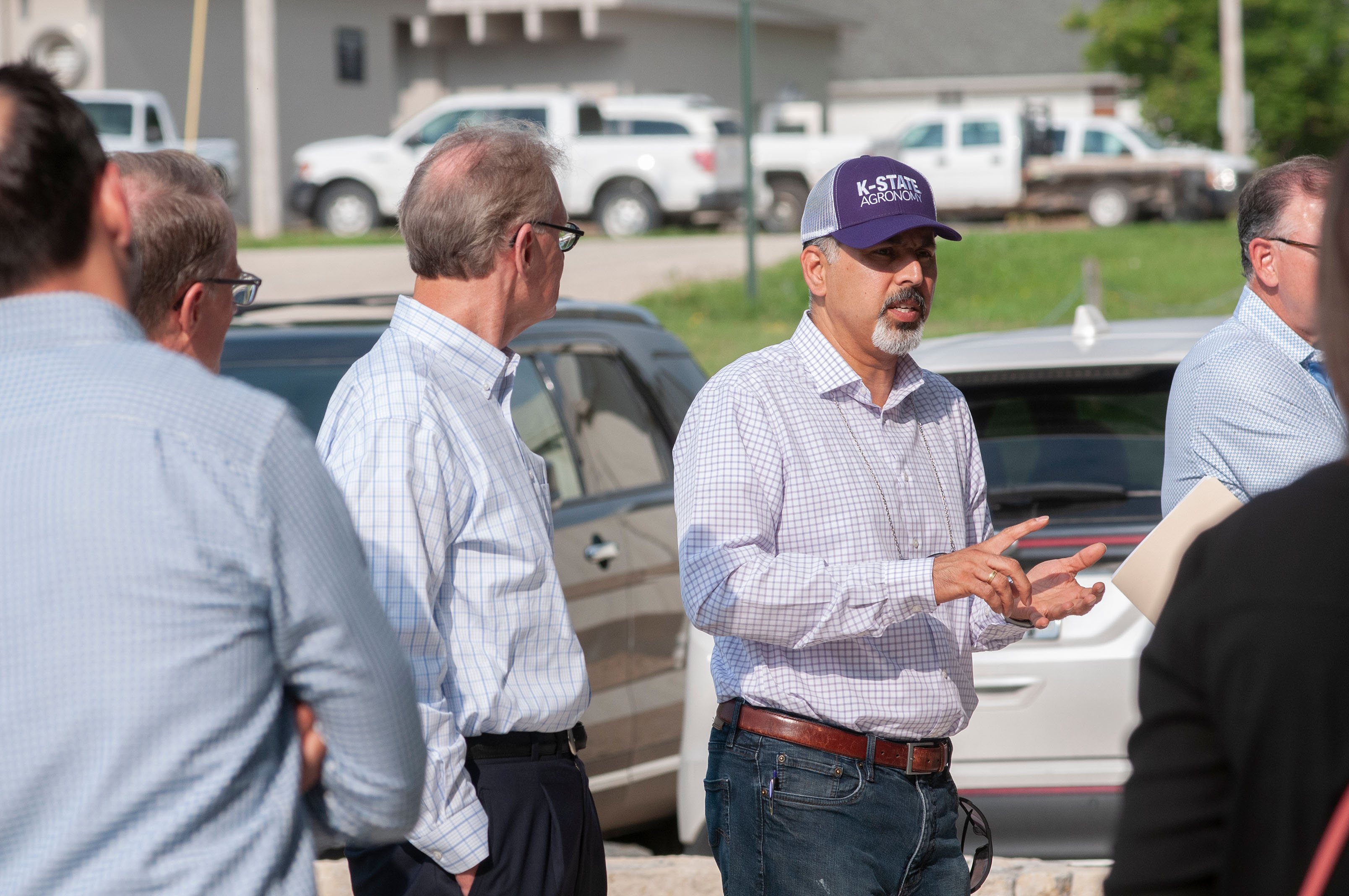 Department head, Dr. Raj Khosla, discussing the future of the department with a group of industry members.