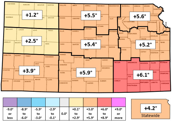 Map of climate districts of Kansas