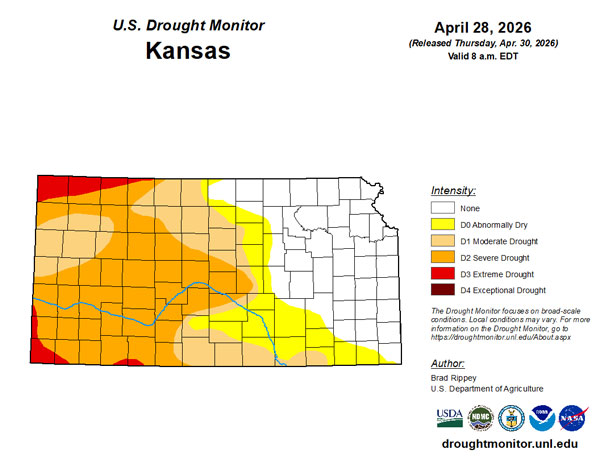 Drought monitor map for Kansas