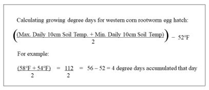 Formula for calculating GDD for corn rootworm
