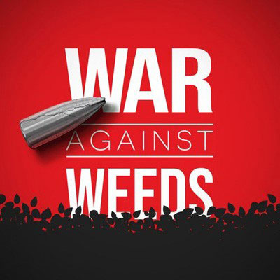 red logo about the podcast