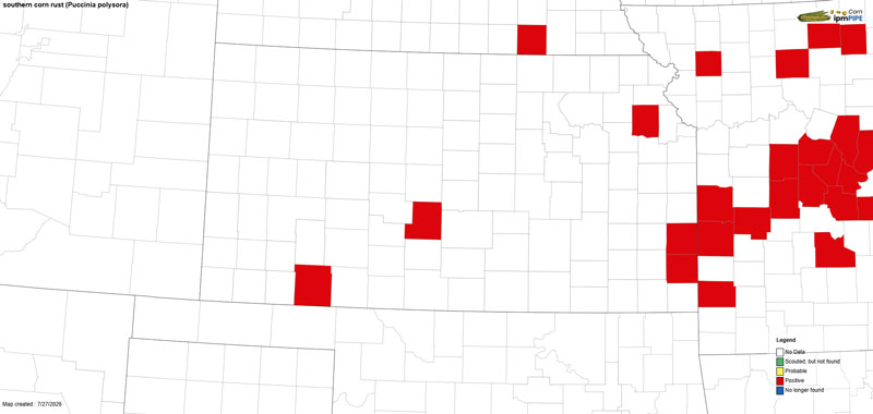 map of Kansas with a county in red