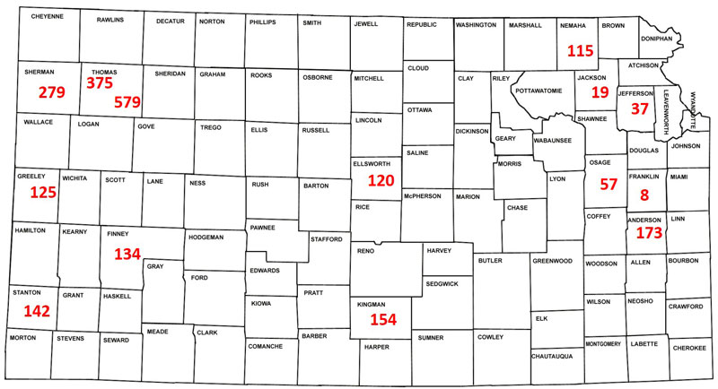 map of Kansas counties