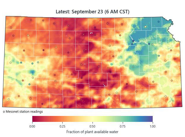 map of soil moisture in KS
